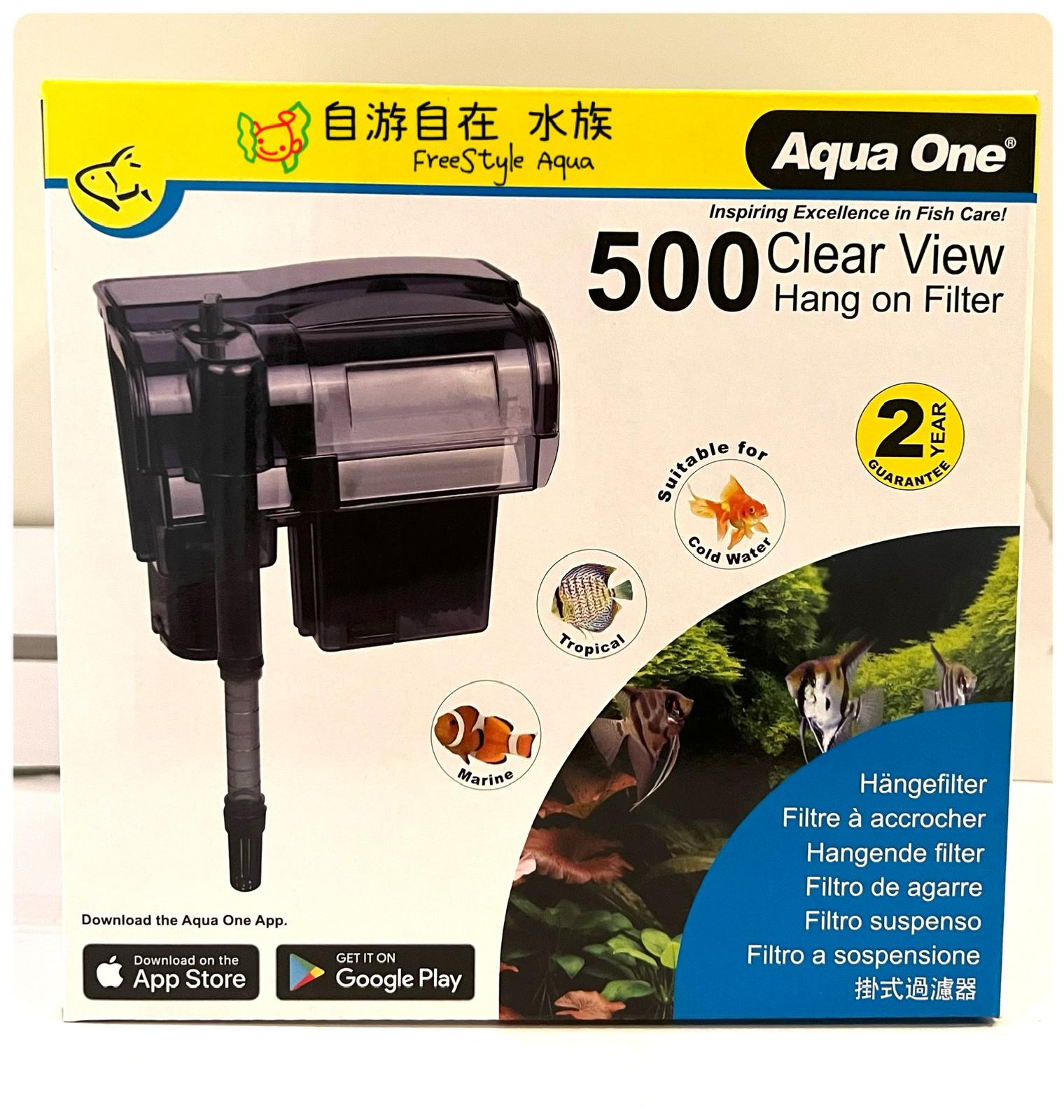 Aqua One Clear View Hanging Tank Filter (Multiple Sizes)